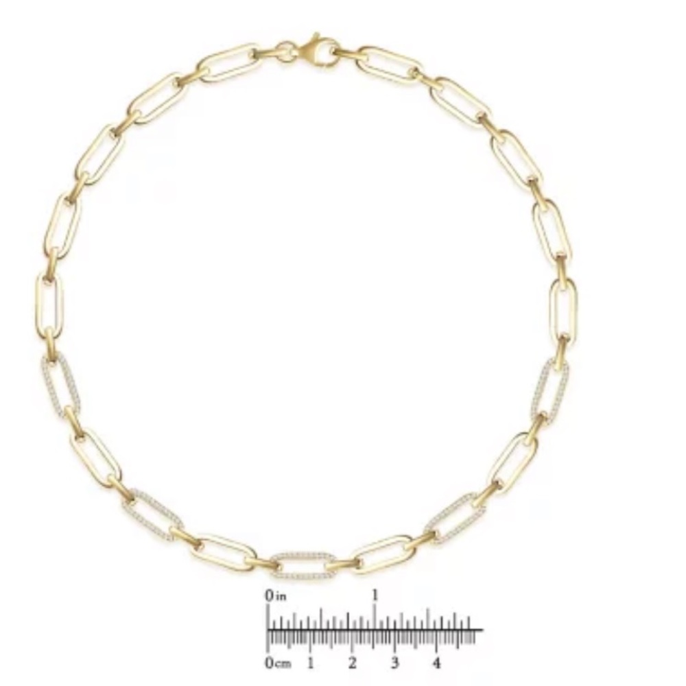 Diamond Paperclip Necklace in 14K Yellow Gold - Picture 4 of 7